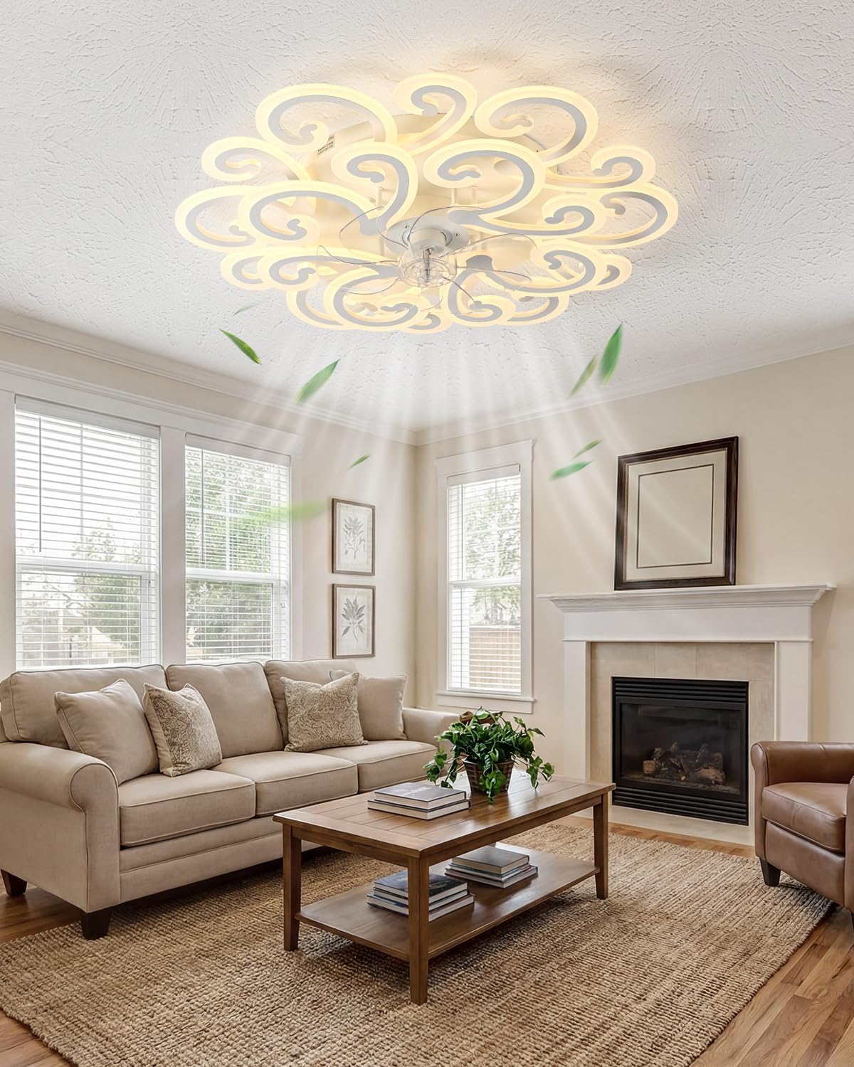 Modern LED Ceiling Light with Elegant Swirl Design, Energy-Efficient White Ceiling Lamp, Stylish Light Fixture for Living Room, Bedroom, or Office