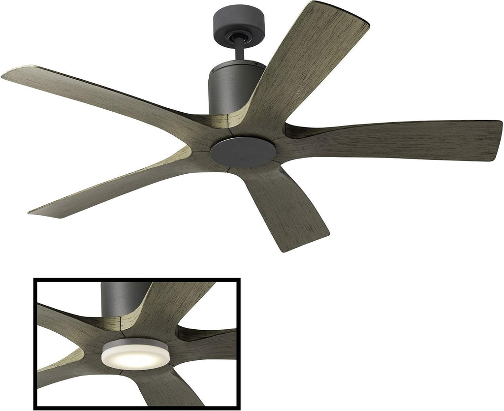 Modern Forms FR-W1811-5-GH/WG Aviator Indoor or Outdoor Smart Home Ceiling Fan with Wall Control, 54in Blade Span, Graphit.