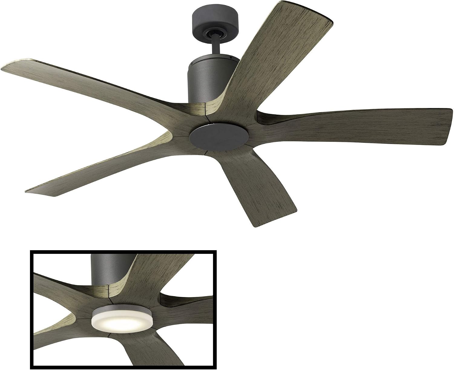 Modern Forms FR-W1811-5-GH/WG Aviator Indoor or Outdoor Smart Home Ceiling Fan with Wall Control, 54in Blade Span, Graphit.