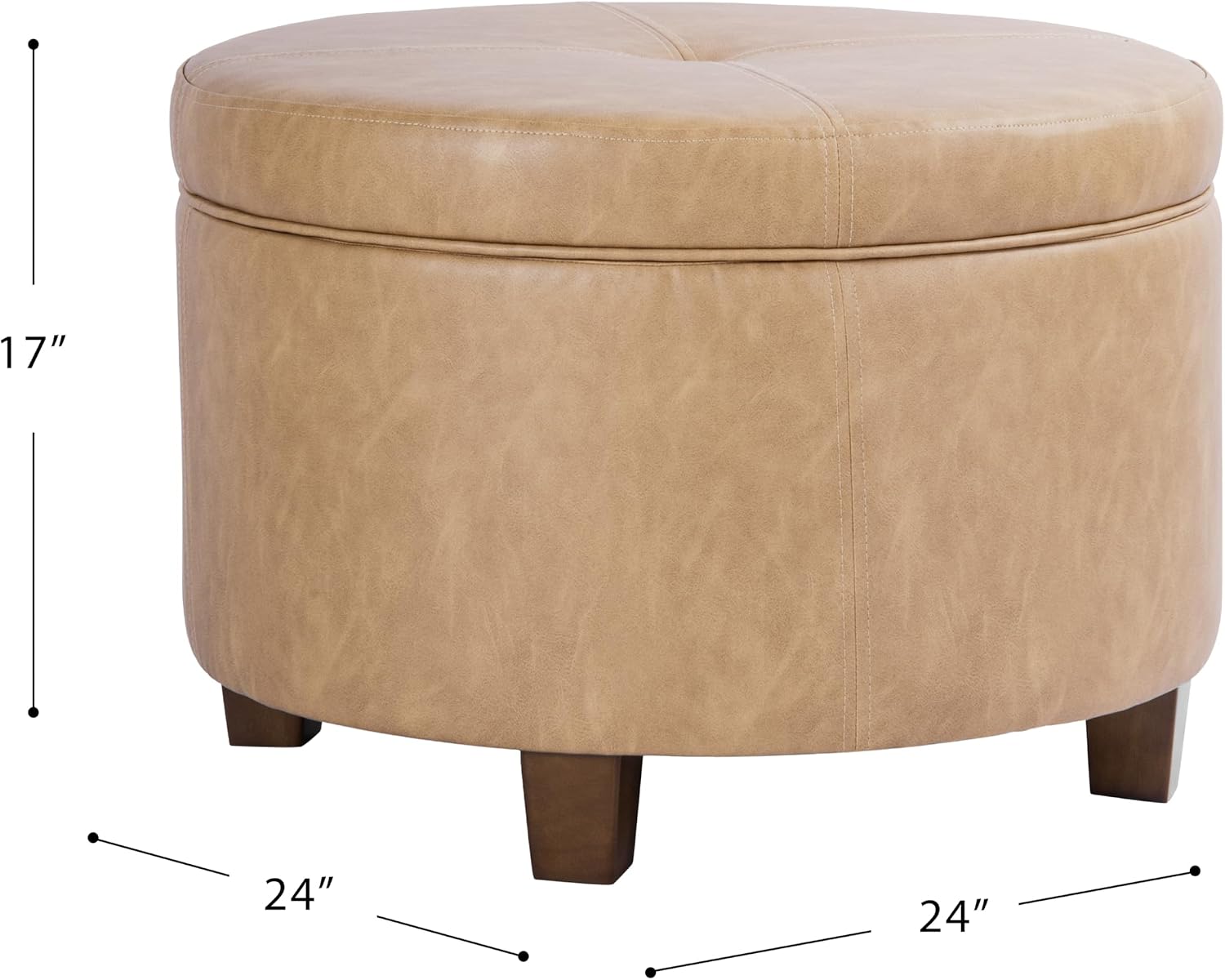 HomePop 24' Large Leatherette Storage Ottoman - Sand Faux Leather