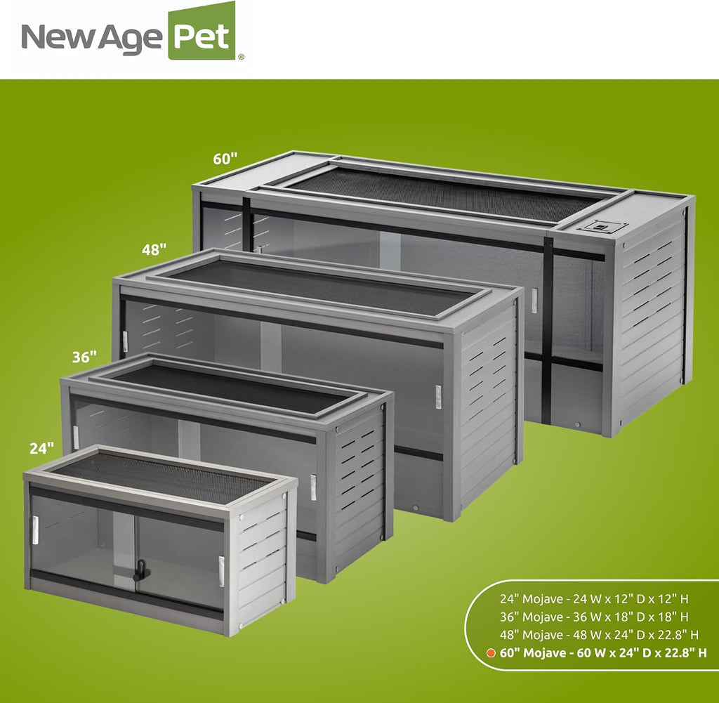 New Age Pet ECOFLEX 60' Wide X-Large Reptile Habitat, Mojave Lounge for Snakes, Tortoises & Lizards in Maple, Black & Grey, Easy Assembly, Sliding Glass Doors & Mesh Top