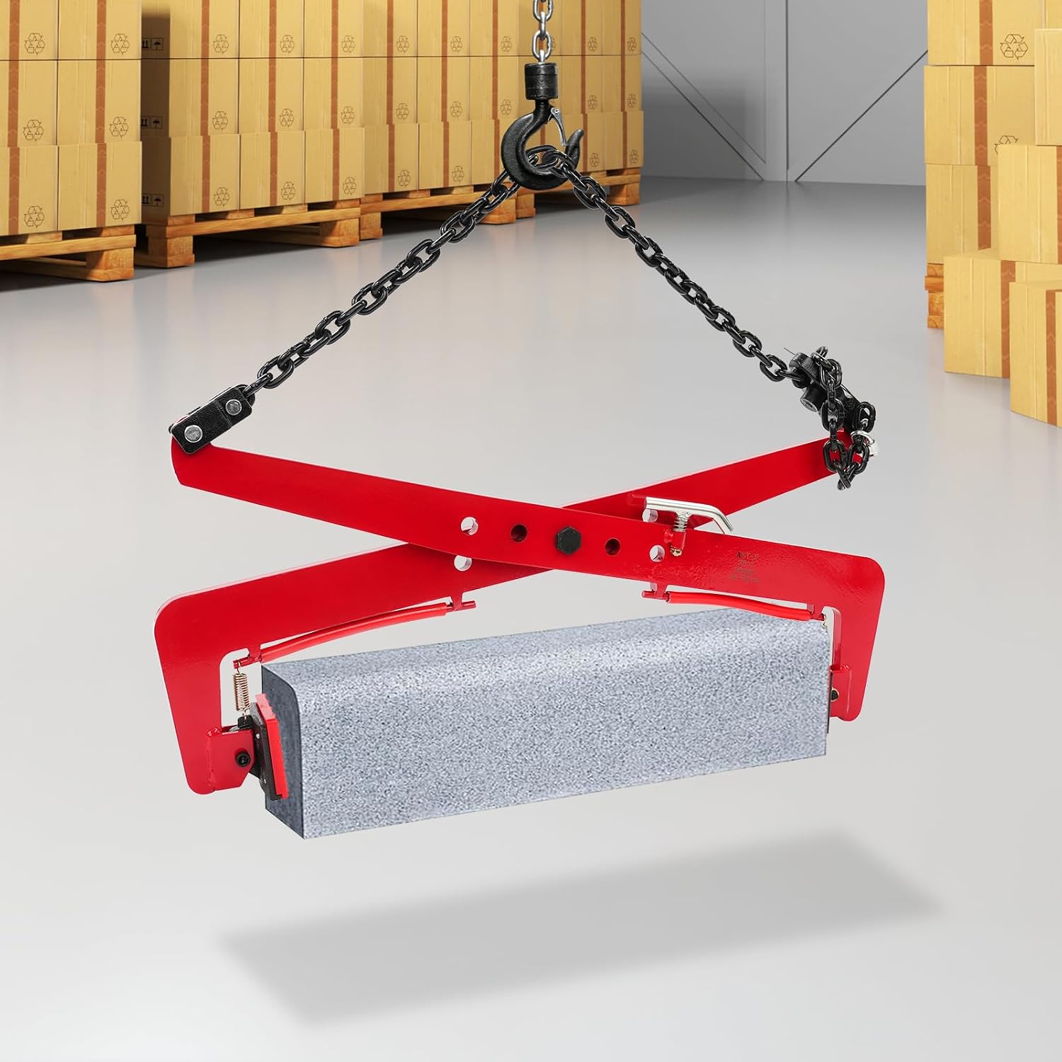 1764lbs Heavy Duty Stone Lifting Clamp 14'-35' Opening Adjustable Stone Clamp Scissor Lifter Clamp for Carrying & Vertical Transport of Concrete Blocks, Slate Sheets, Granite Slab, Timber (Red)