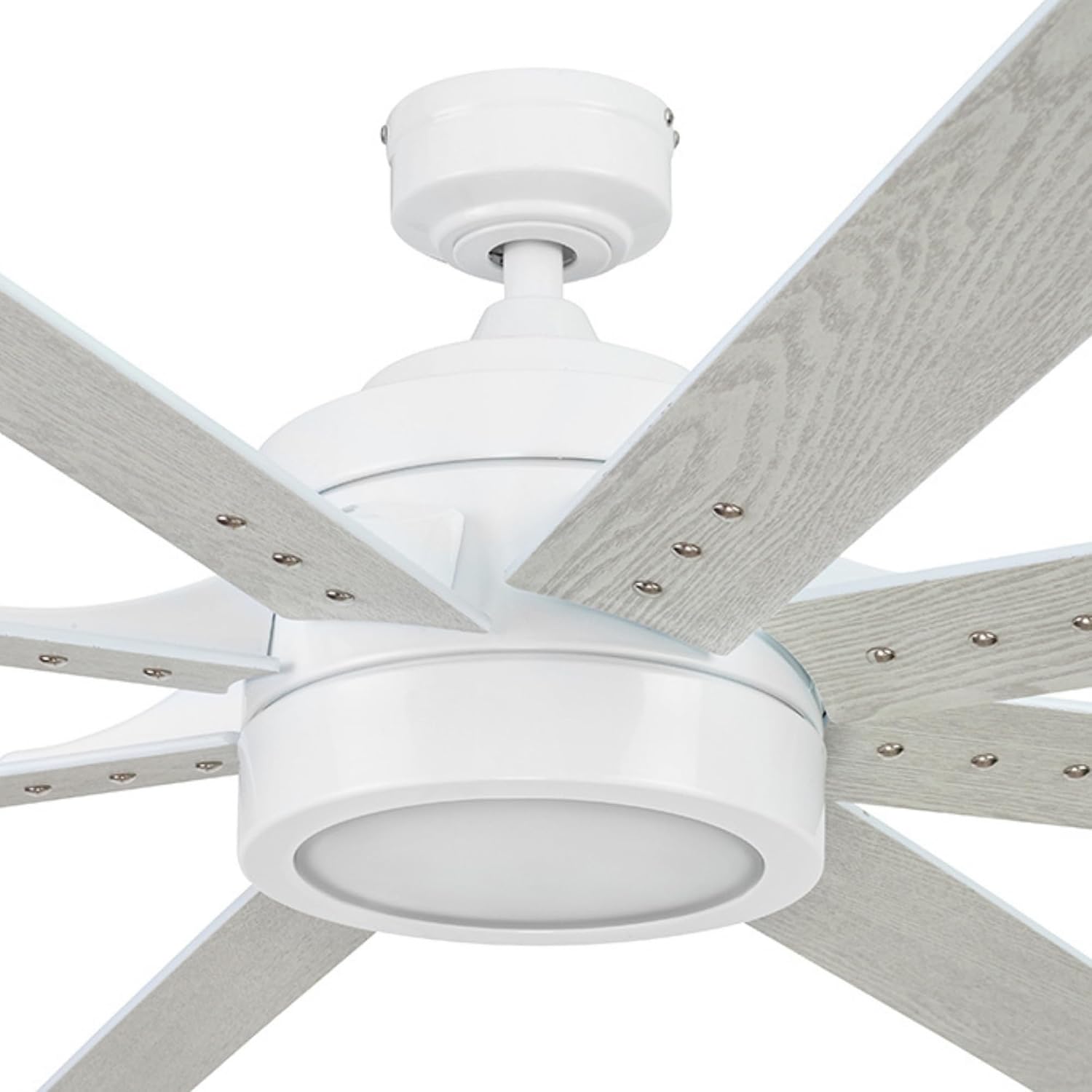 Honeywell Ceiling Fans Xerxes Modern 62 Inch Ceiling Fan with Light, Remote Control Fan, LED Indoor Fan with 8 Blades, White and Gray Wash Blade Finish Options, White (51628-01)