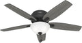 Hunter 52-Inch Ceiling Fan with Lights and Pull Chain - Matte Black, Reversible Blades, Indoor for Kitchen, Bedroom, Living Room (Renewed)