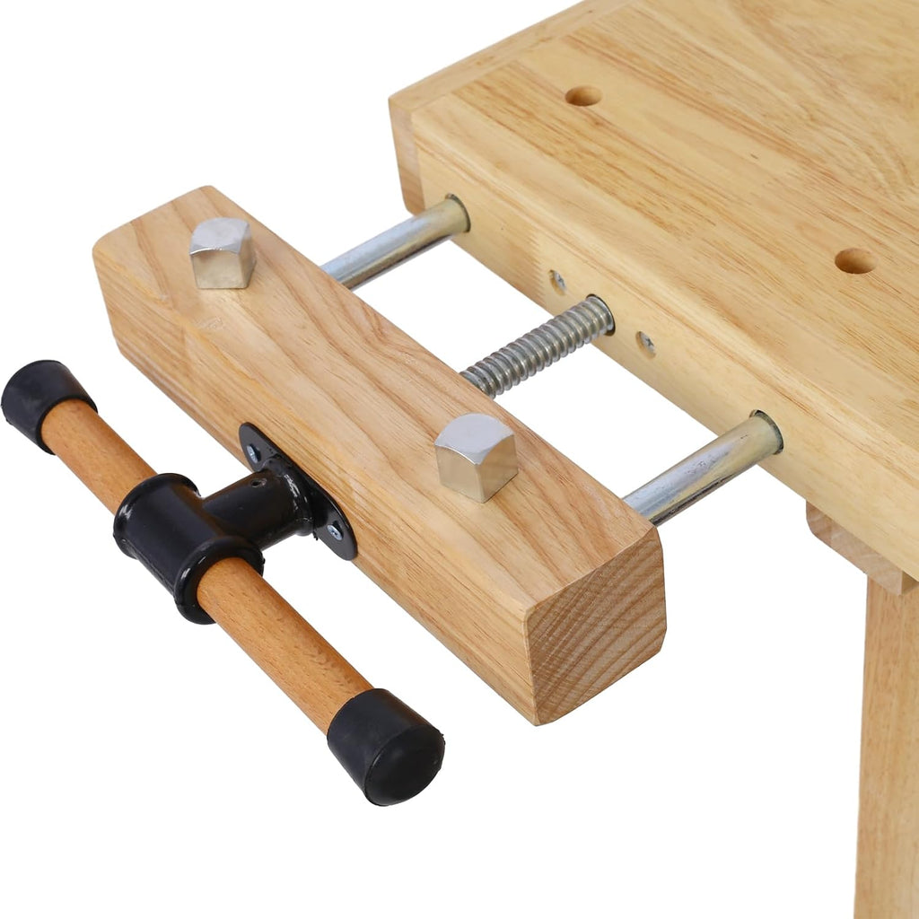 Wood Workbench, Wooden Workbench for Garage Workshop and Home, Workbench with Bar Clamps Set (Natural-A, 2pcs[12'x3']+2pcs[24' x4-3/4] Bar Clamps Set)