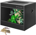 REPTI ZOO 34 Gallon PVC Reptile Terrarium, 24x18x18' Leopard Gecko Tanks with Glass Sliding Door & Top Screen Ventilation, Reptile Enclosure for Bearded Dragon Hermit Crab
