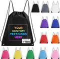 Custom Drawstring Backpack bags 10/50/100/500Pack, Promotional Items With Your Logo, Bulk Personalized Draw String Back Bag for Travelling, Gym and for Everyday Use