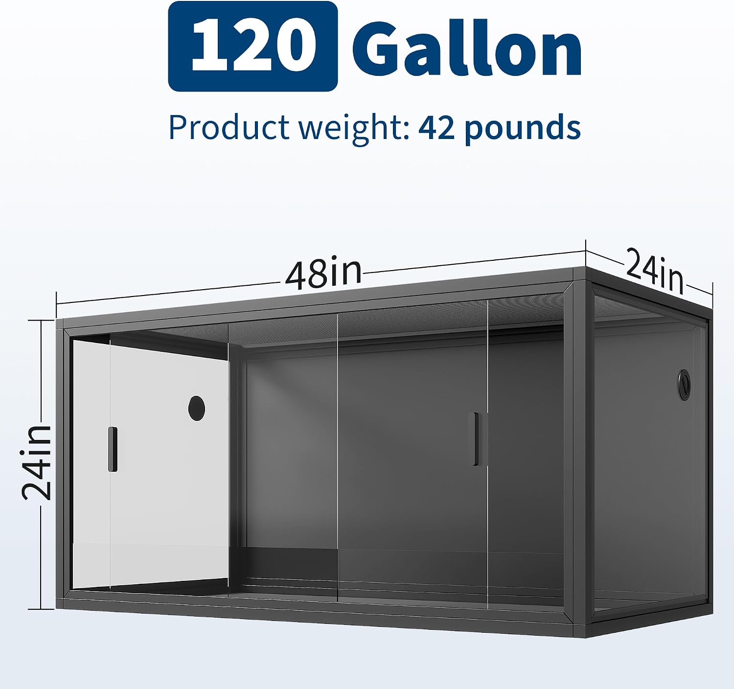 GarveeLife 120 gal Bearded Dragon Tank 4 x2 x2 ft Reptile Terrarium Enclosure with Sliding Glass Doors, Snake Enclosure Heavy Duty Top Screen Ventilation, Easy to Assemble Black
