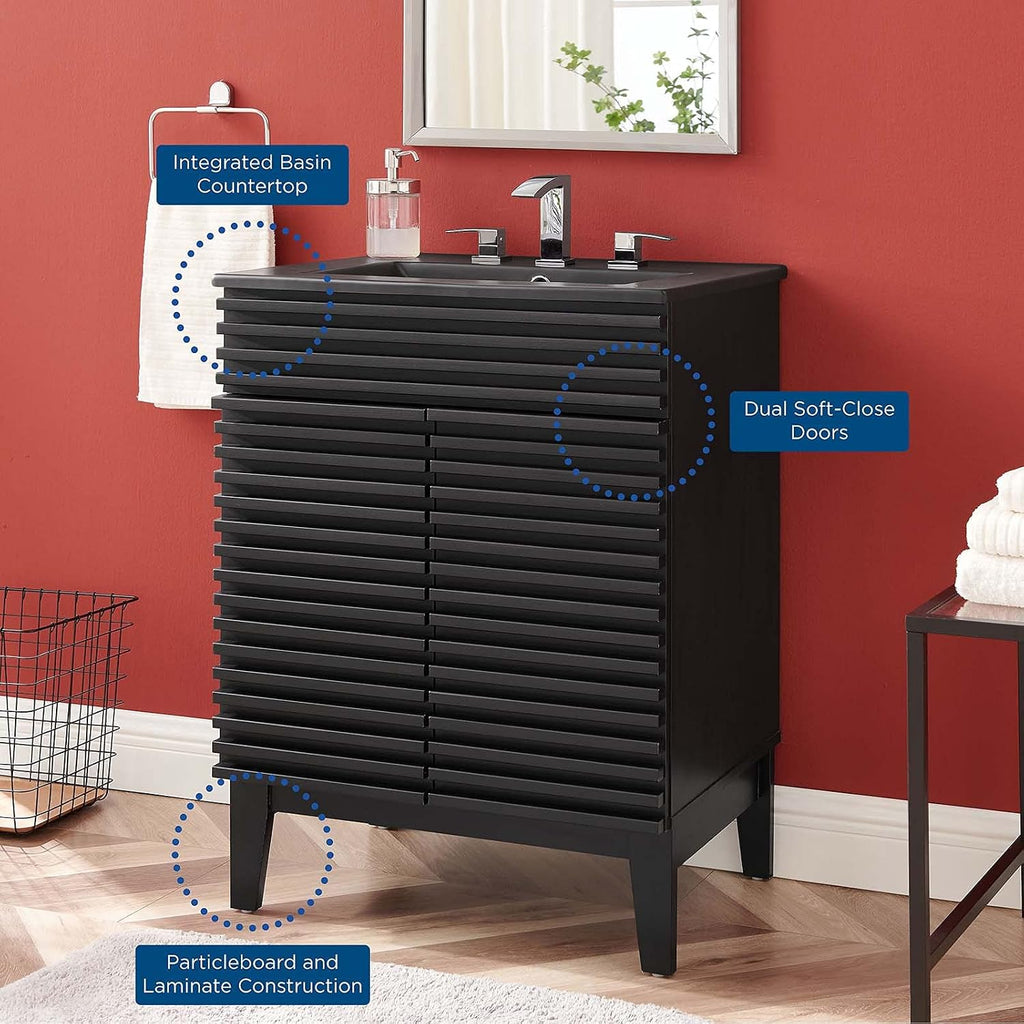 Sink Vanity Cabinet, Wood, Black, Modern Contemporary, Hotel Bedroom Bathroom Master Suite Guest