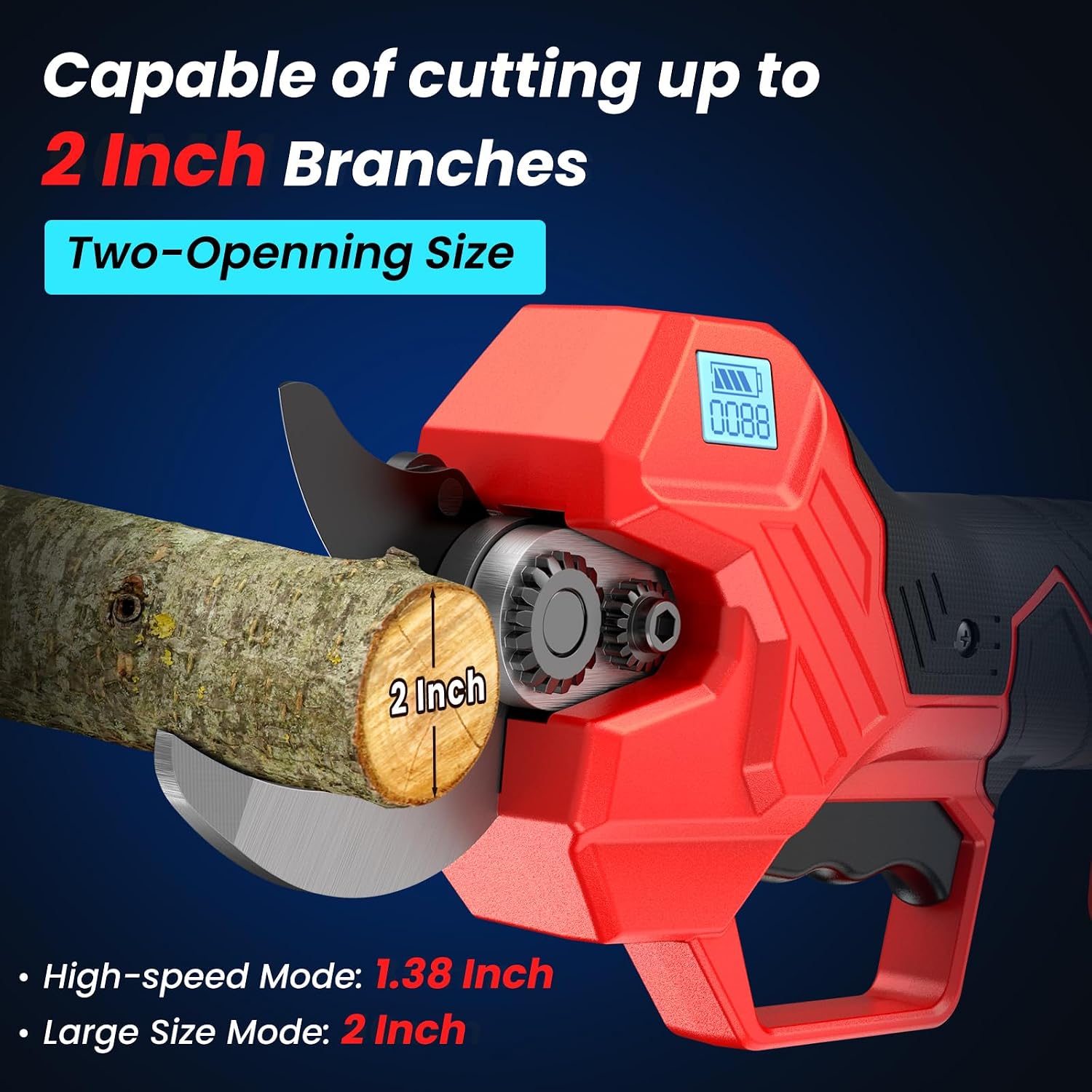 Electric Pruning Shears -1000W Brushless Motor Cutting 2 inch Diameter Professional Gardening Electric Shears,Heavy Duty Branch Pruner,2 * 2000mAh Batteries,2*Sk7 Blades, Perfect for Tree Trimming