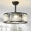 AIJIASI 20' Caged Ceiling Fans with Lights, Black Fandelier Ceiling Fan with Light Remote Control, Low Profile Mid Century Chandelier Ceiling Fan with 6 Speeds for Bedroom, Nursery, Living Room