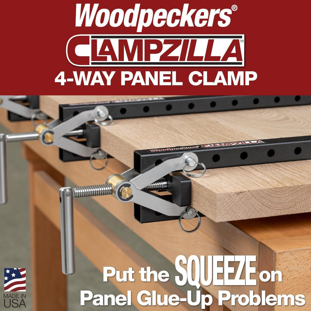 Woodpeckers Clampzilla 3.0, 18 Inch (4 Pack), 4-Way Panel Clamps for Glue-Ups on Cabinet Doors, Table Tops & Wood Panels, USA Made