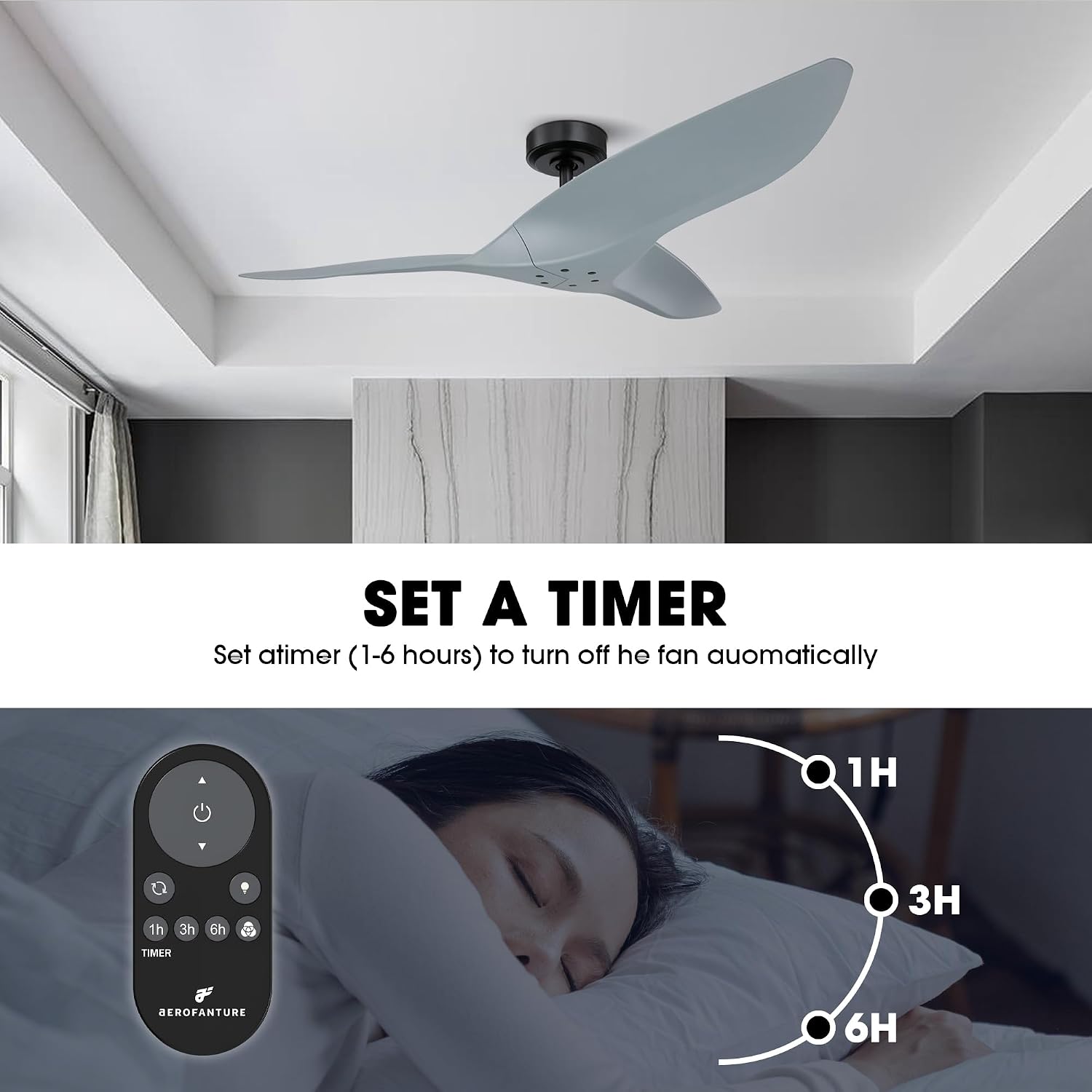 Ceiling Fans without Lights 52 Inch Ceiling Fan No Light for Bedroom Living Room, Flush Mount Outdoor Ceiling Fans for Patios, Remote Control, DC Motor Reversible 3 Blades, Noiseless, Blue-Green