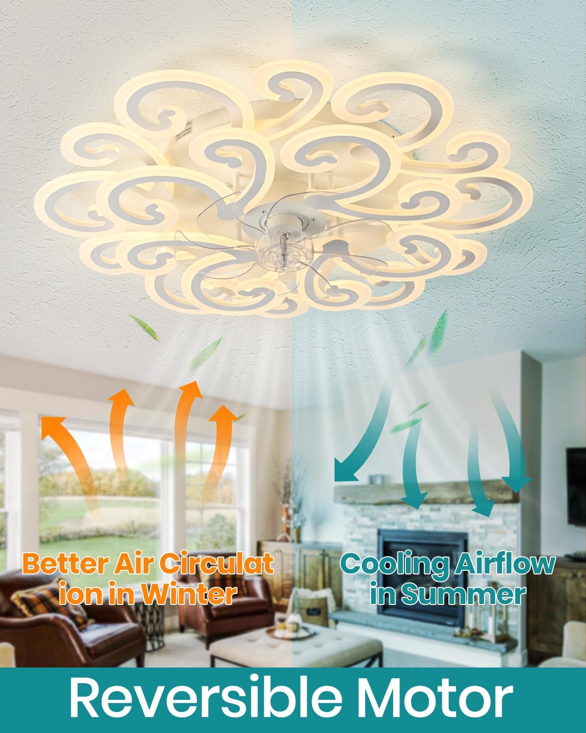 Modern LED Ceiling Light with Elegant Swirl Design, Energy-Efficient White Ceiling Lamp, Stylish Light Fixture for Living Room, Bedroom, or Office