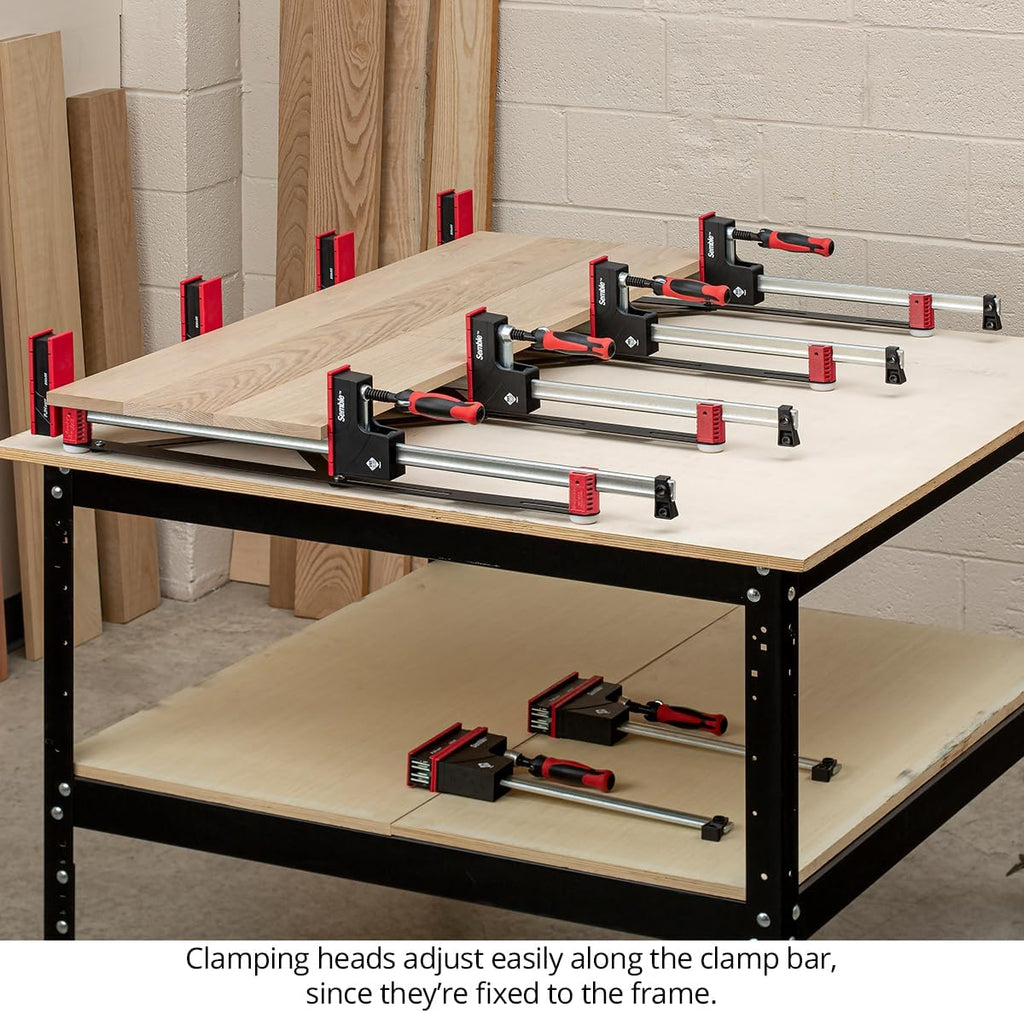 Woodpeckers Xpander Clamp System for Easy Handling and Automatic Spacing of Parallel Jaw Clamps, Aligns and Holds 24'-40' Clamps for Panel Glue-Ups, USA-Made XPANDER-2430