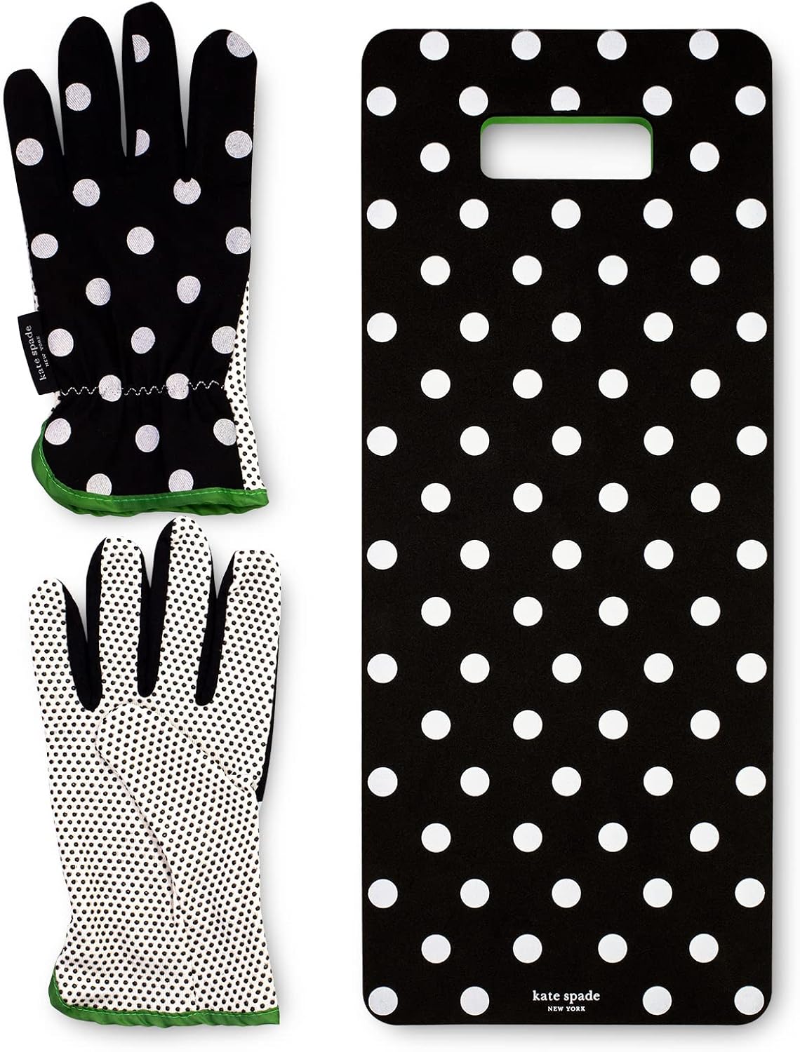 kate spade new york Gardening Bundle with Watering Can, Hand Rake and Trowel, Kneeler Pad, and Garden Gloves (Picture Dot)