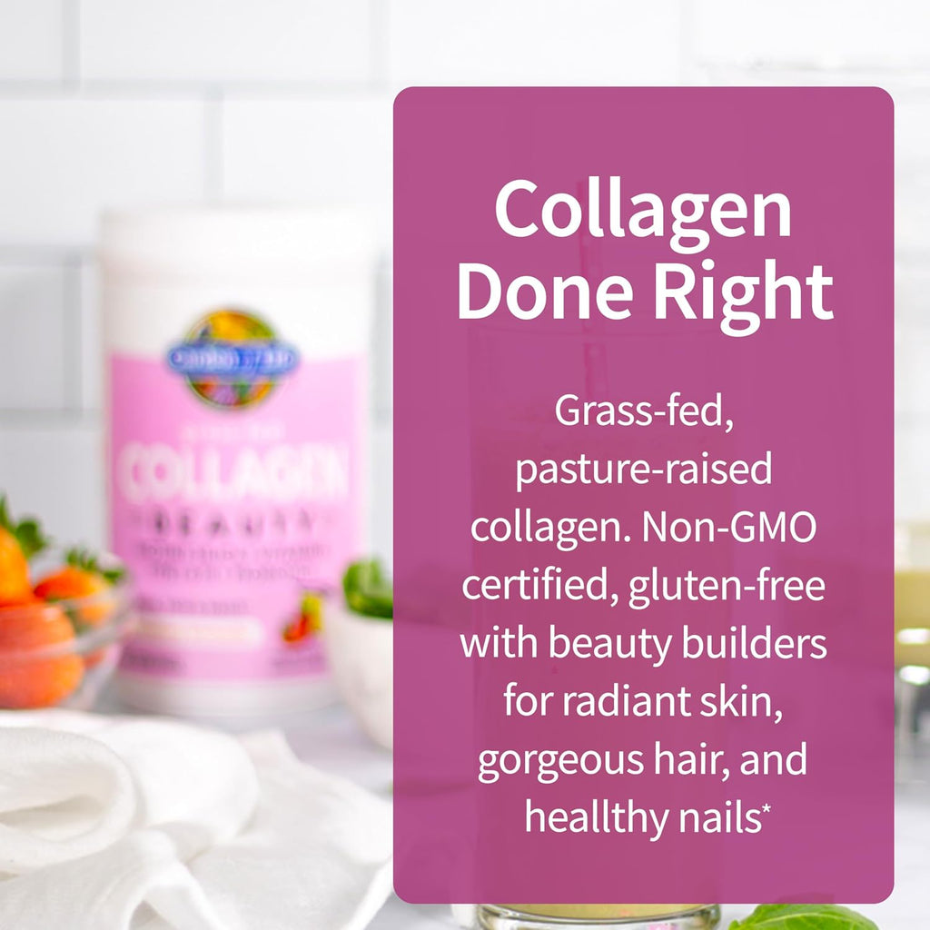 Garden of Life Grass Fed Collagen Beauty - Strawberry Lemonade, 20 Servings, Powder for Women Men Hair Skin Nails, Hydrolyzed Collagen Peptides Protein Powder Supplement (Pack of 6)