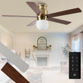 Parrot Uncle Flush Mount Ceiling Fan with Lights, 52 Inch Gold Ceiling Fan with Remote for Bedroom Living Room Kitchen, 6 Speeds, 3 CCT LED Light,Timing and Memory Function, 5 Blades