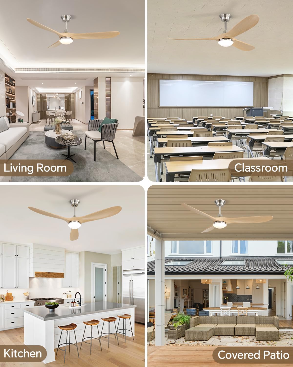 Sofucor 60 Inch Smart Ceiling Fans with Lights-Outdoor Modern Smart Ceiling Fan with Alexa/Google/APP/Remote Control, Reversible Quiet DC Motor,ABS Blade Ceiling Fan for Living Room/Porch/Great Rooms