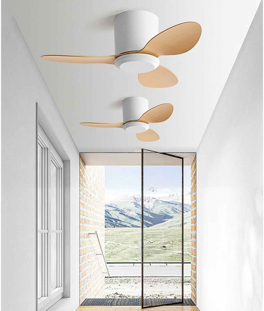 Flush Mount Ceiling Fan No Light Modern Small Ceiling Fans Remote Control 6 Speeds 25 Inch Ceiling Fan Without Lights Quiet DC Motor, 3 Blades For Restaurant Bedroom Patio Indoor
