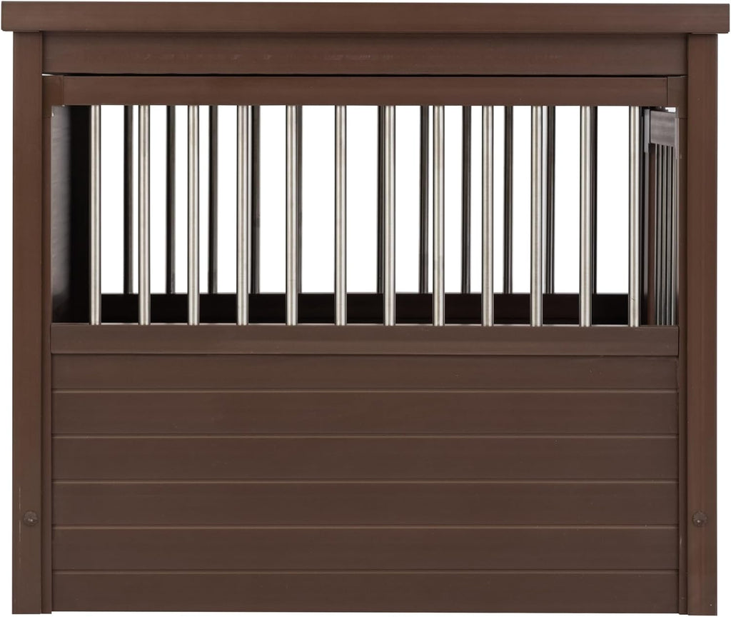 New Age Pet ECOFLEX InnPlace Dog Crate & End Table, Furniture-Style Indoor Kennel for Crate-Trained Dogs, Stainless Steel Spindles, 10-Year Warranty. 4 Colors, 4 Sizes