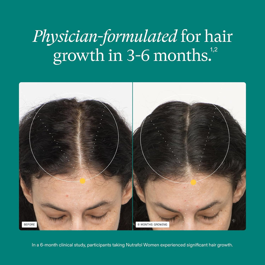 Nutrafol Women's Hair Growth Supplements, Dermatologist Recommended, Ages 18-44, Clinically Proven for Visibly Thicker and Stronger Hair - 2 Month Supply, Pack of 2