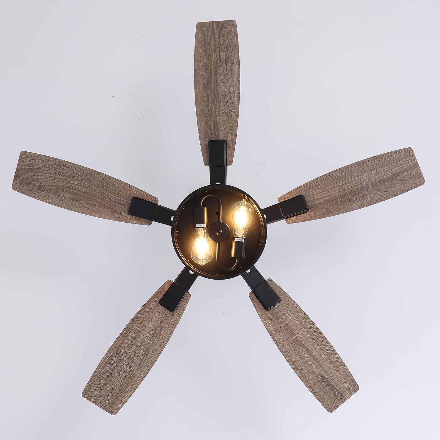52 Inch Ceiling Fans with Lights and Remote Control, Farmhouse Ceiling Fan for Bedroom Living Room and Patio, Black Caged Ceiling Fan for Indoor and Outdoor