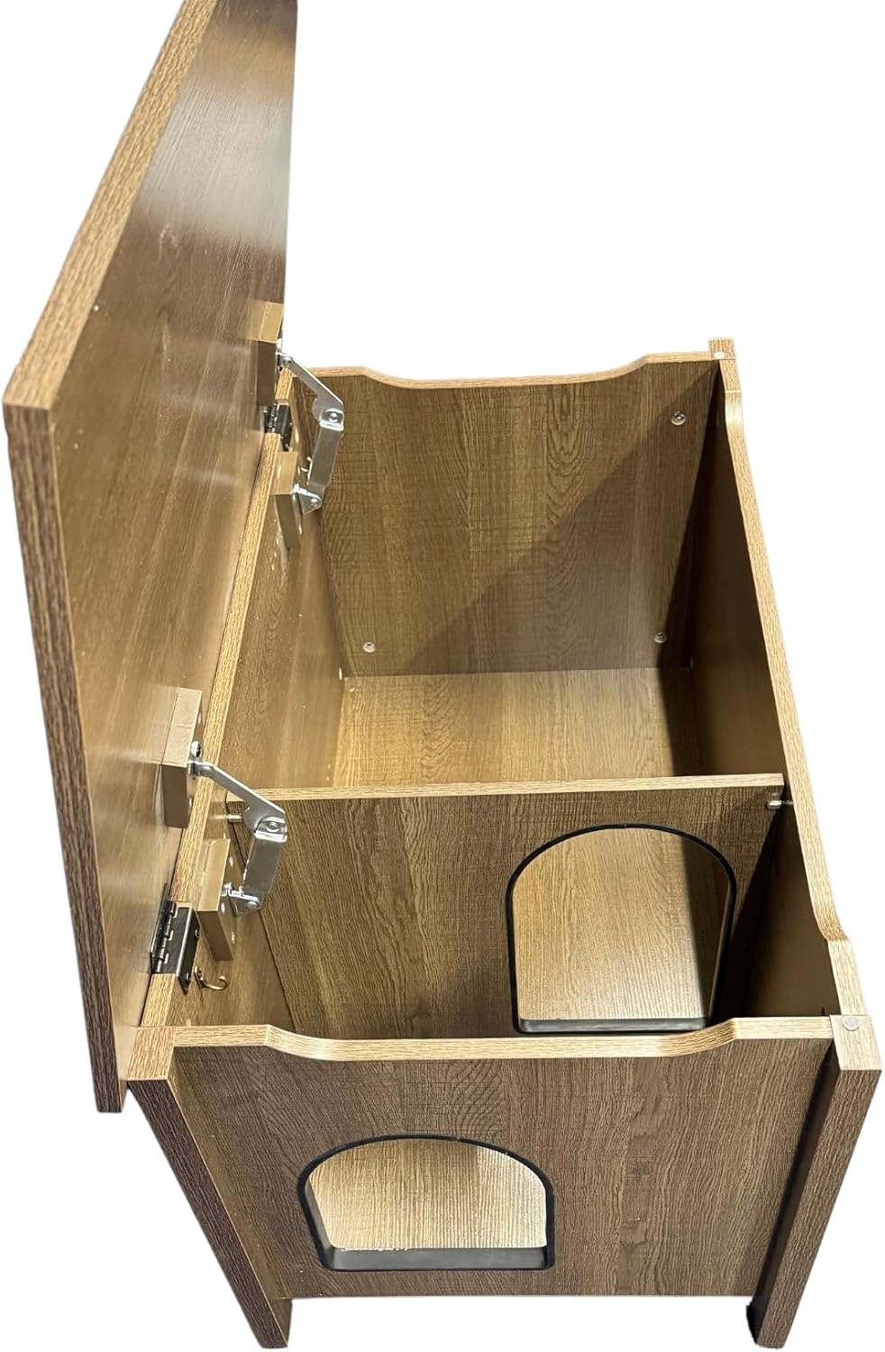 Parker Designer Cat Litter Box Enclosure – Hidden, Dog-Proof Pet Furniture with Lid, Elegant & Odor-Contained for Large Cats, Light Brown