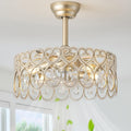 SYDACG 20' Gold Crystal Fandelier Ceiling Fans with Lights, Gold Chandelier Ceiling Fan with Light Remote Control, Mid-Century Modern Caged 6 Speeds for Bedroom, Nursery, Foyer, Living Room