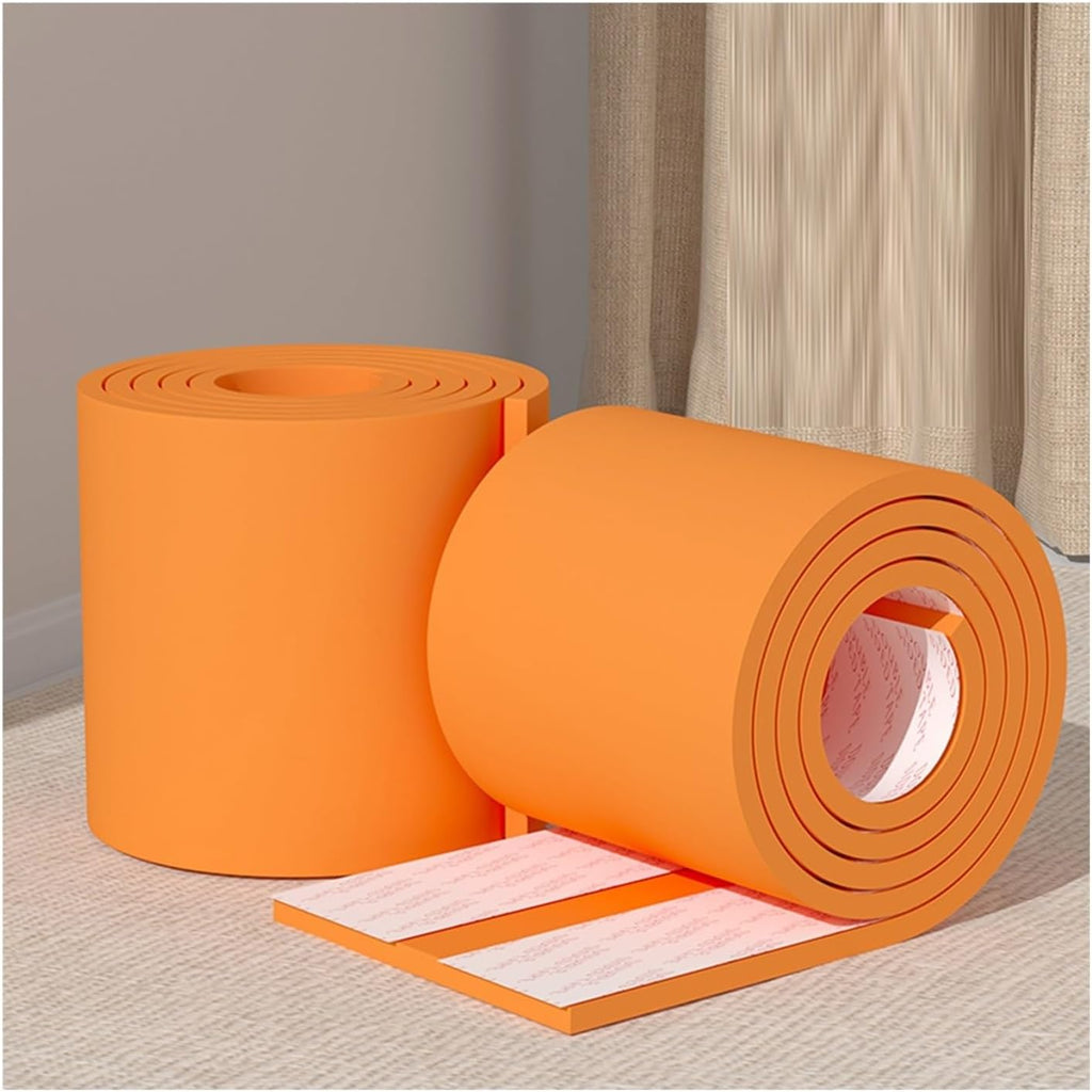 10M Self-Adhesive Corner Protectors, 20CM Wide Edge Guards, Soft Rubber Foam Safety Strips for Tables, Chairs, Cabinets, Windows, Furniture - Orange