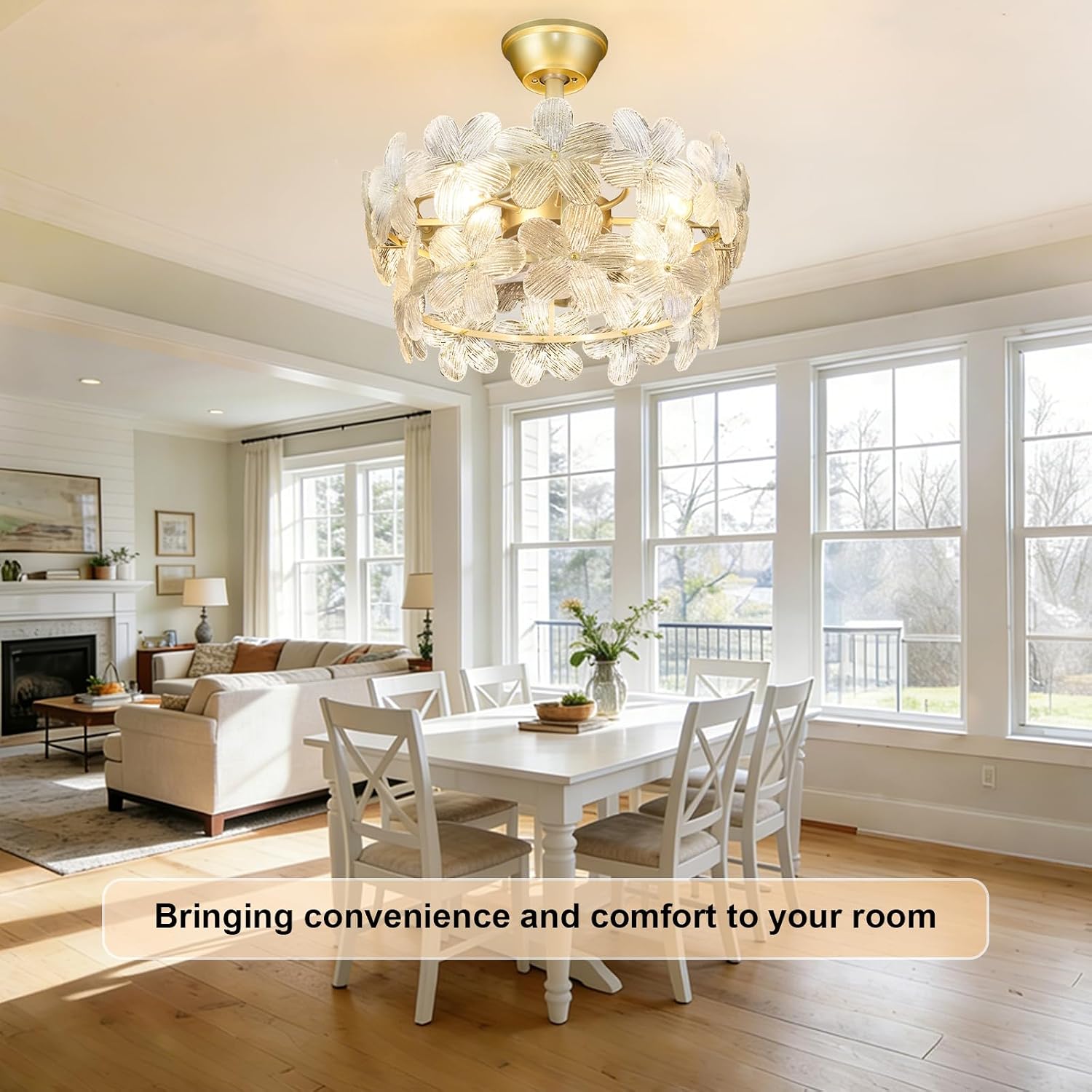 Depuley Bedroom Ceiling Fan with Lights: 20' Gold Chandelier Small Fan with Remote Control - Modern Flower Fandelier for Girl's Bedroom Living Room Nursery (E26 Bulbs Not Included)