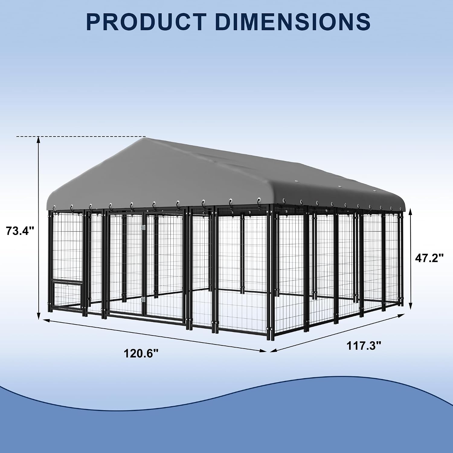 10X10FT Large Dog Kennel Outdoor Dog Enclosure Outside, Double Door Heavy Duty Galvanized Steel Dog Crate Durable Dog Cage with Roof & Double Lock
