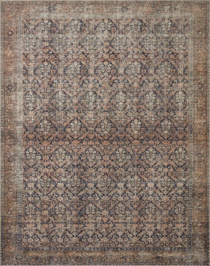 Loloi Amber Lewis Billie Collection, Ink & Salmon 5'-0' x 7'-6' Area Rug – Antique & Distressed Accent Rugs for Living Room, Bedroom, Entryway & Hallway, No Shed High Traffic Area Home Decor Rug