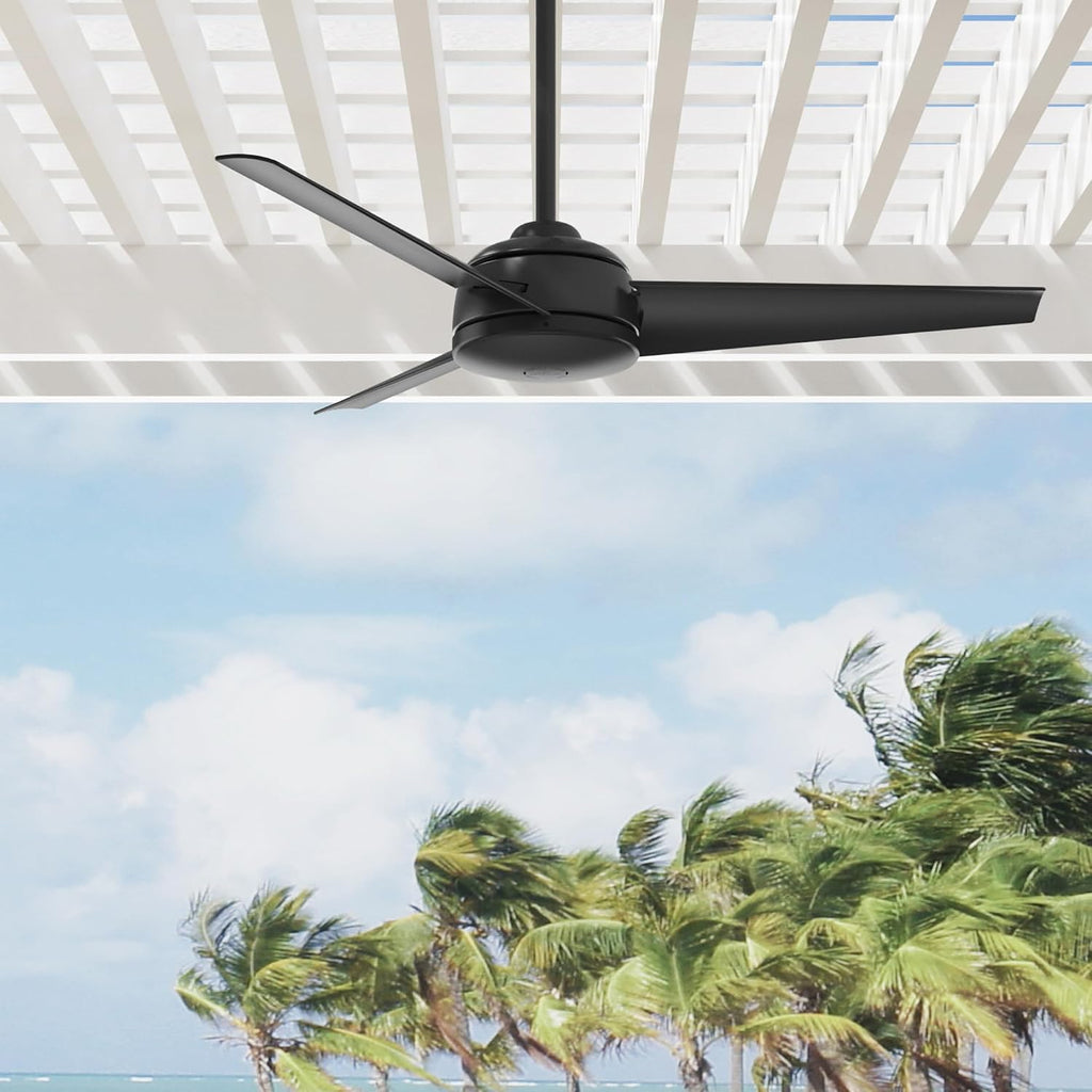 Hunter Fan 52 inch Outdoor Ceiling Fan for Patio with 3 blades, Farmhouse Ceiling Fan, Matte Black, for Living Room, Bedroom, Farmhouse, Kitchen (Renewed)