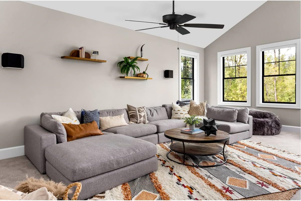 Craftmade 52' Pro Plus P52BNK5-52DWGWN Indoor Fan with in Brushed Polished Nickel with Reversible Greywood/Grey Walnut Blades