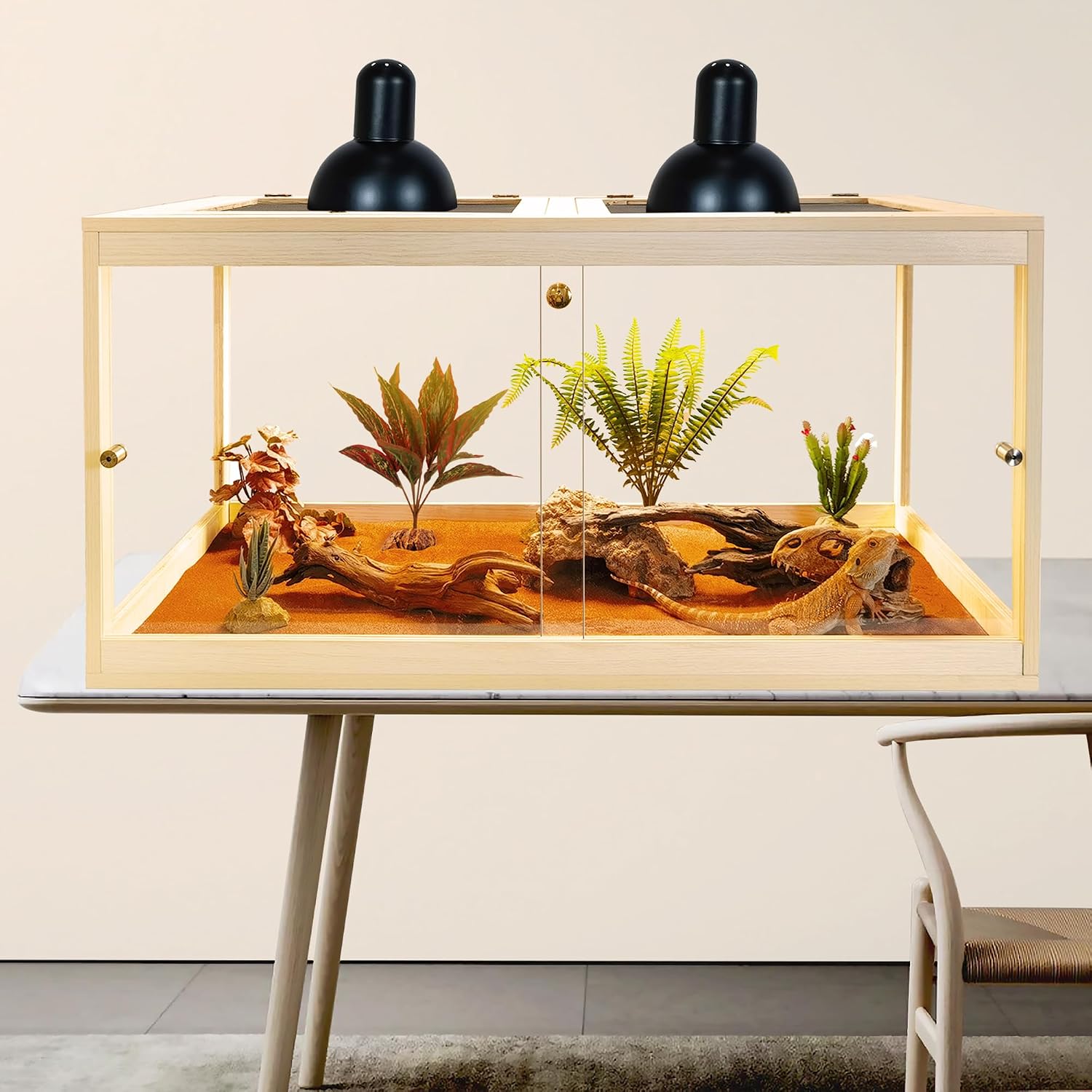 Prolee 34 Gallon Reptile Terrarium Tank 32 Inch Lizard Tank Bearded Dragon Tank with Metal Mesh Roof Door, Snake Tank with Lock Design, 32' Length