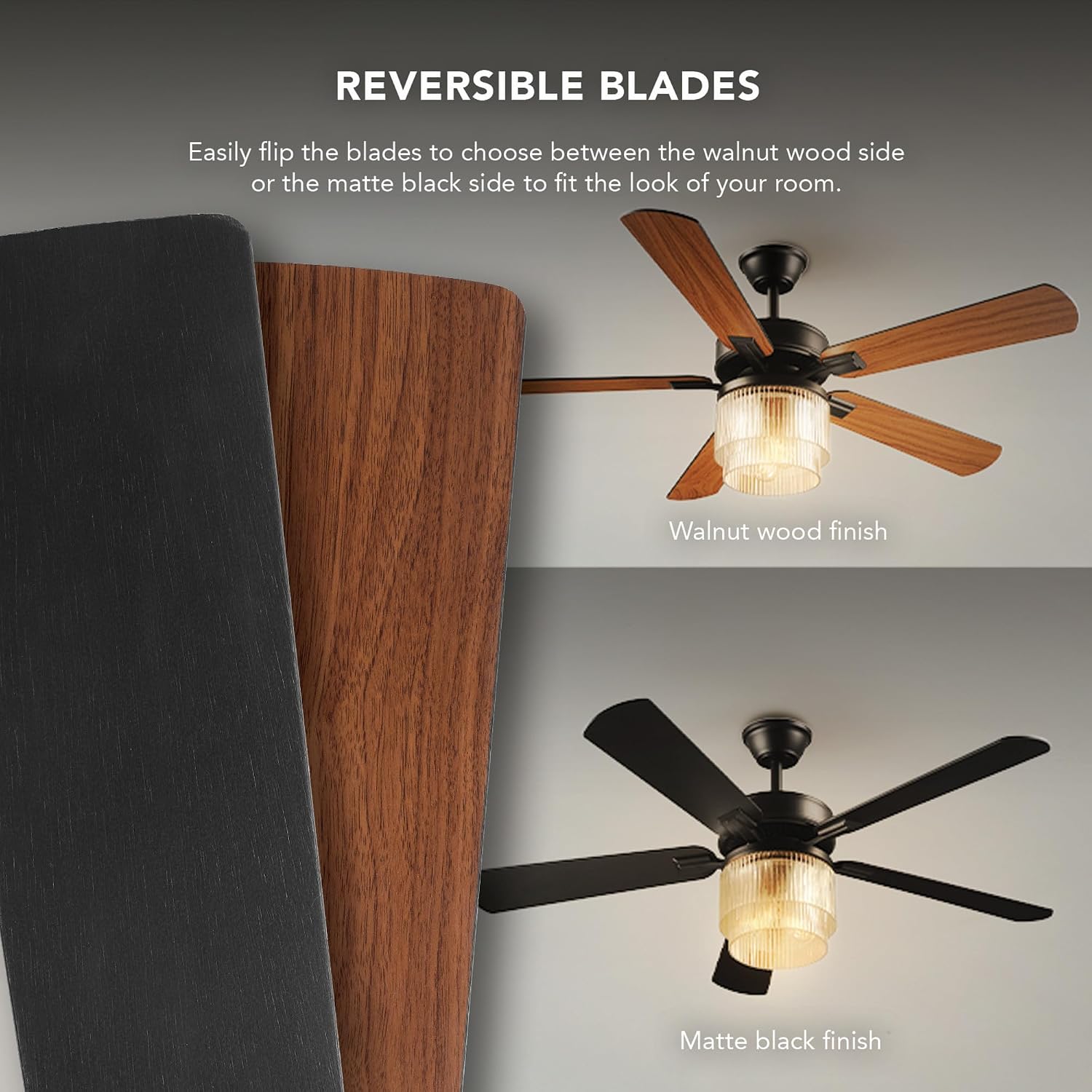 Globe Electric 37000023 52' 2-Light Ceiling Fan with Glass Shade, Remote Control, WhisperQuiet DC Motor, 6 Speeds, Matte Black, Indoor/Outdoor