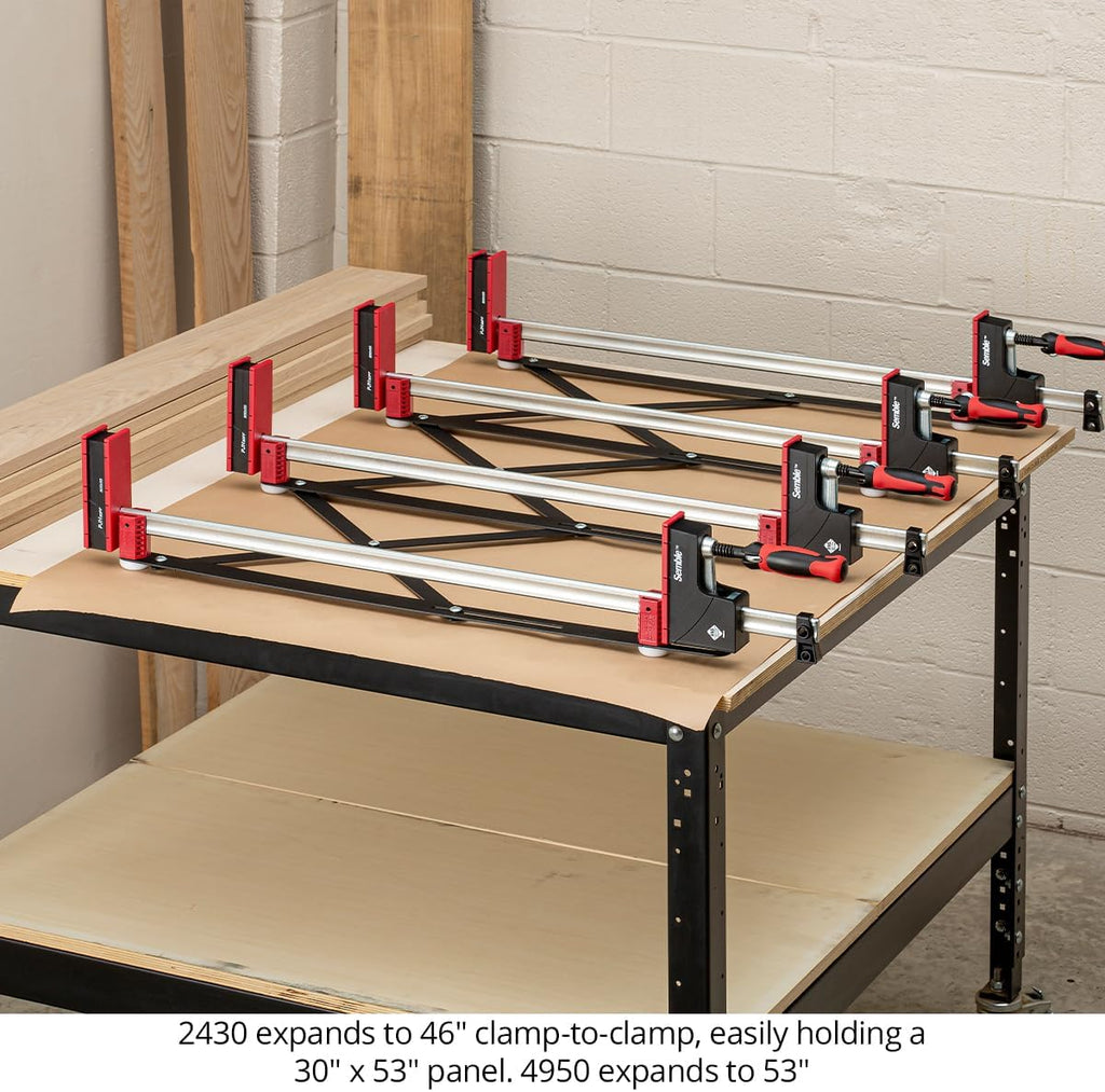 Woodpeckers Xpander Clamp System for Easy Handling and Automatic Spacing of Parallel Jaw Clamps, Aligns and Holds 24'-40' Clamps for Panel Glue-Ups, USA-Made XPANDER-2430