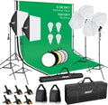 EMART 8.5 x 10 ft Backdrop Support System, Professional Photography Lighting Kit with 10*12ft Backdrop*3, 5500K 50W LED, Reflector, Umbrellas&Softbox Lighting Kit for Studio, Portrait, Video Shooting