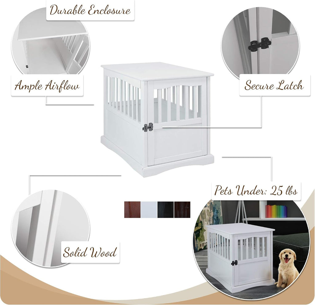 Casual Home Wooden Pet Crate, End Table, Medium, New White