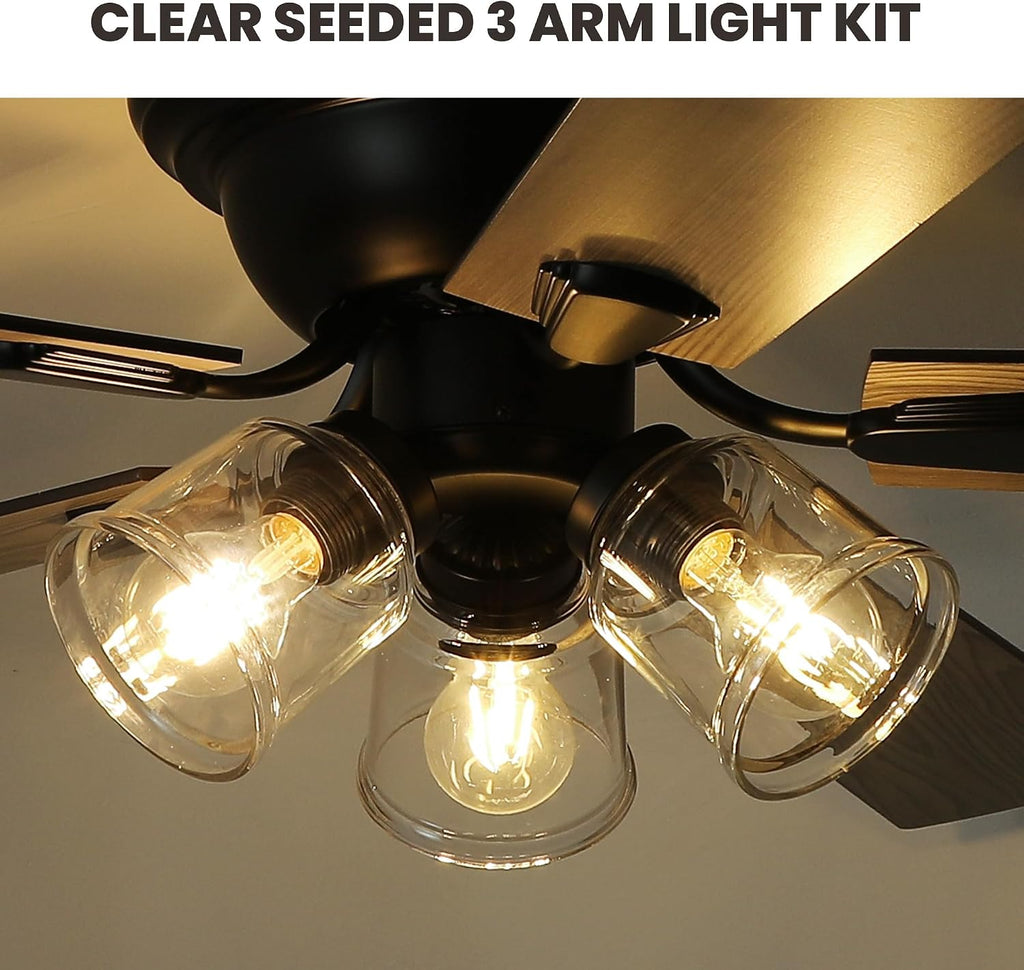 Dawn Whisper 52 Inch Flush Mount Farmhouse Ceiling Fans with Lights Vintage Ceiling Fan with 3 Bulb Lights Remote for Bedroom Living Room Kitchen