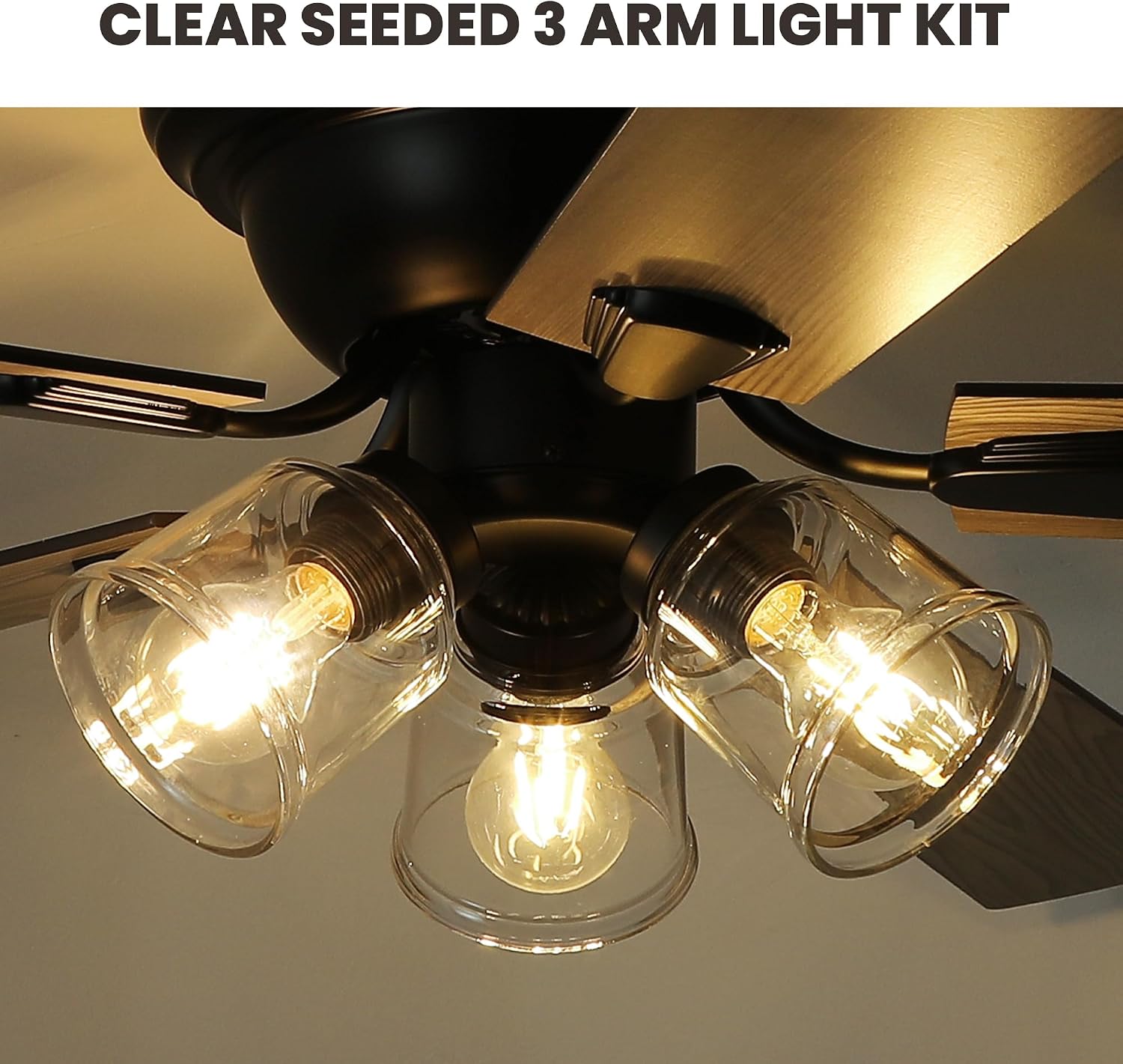 Dawn Whisper 52 Inch Flush Mount Farmhouse Ceiling Fans with Lights Vintage Ceiling Fan with 3 Bulb Lights Remote for Bedroom Living Room Kitchen