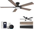 52 Inch Ceiling Fans with Lights,Smart Low Profile Ceiling Fan with Light and Remote Control,Alexa,APP,Black Flush Mount Ceiling Fans for Bedroom,Patio,Porch,Outdoor Indoor Use,5 Blades,Dimmable,Quiet