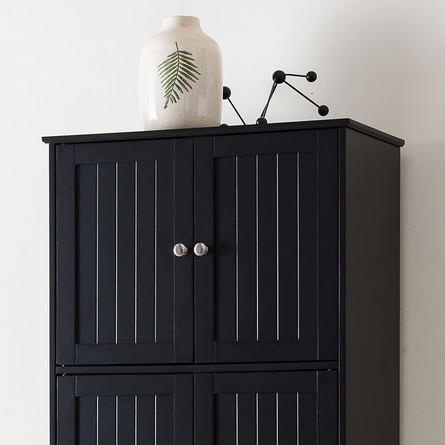 Kings Brand Furniture - Lyons 4-Tier 68' Kitchen Pantry Storage Cabinet with 8 Doors, Black