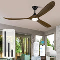 60 Inch Wood Ceiling Fan with Light, Outdoor Farmhouse Rustic Ceiling Fans for Patios Remote/App/Alexa Control, 3 Blades Large Airflow Propeller Dc Ceiling Fans for Indoor Outside