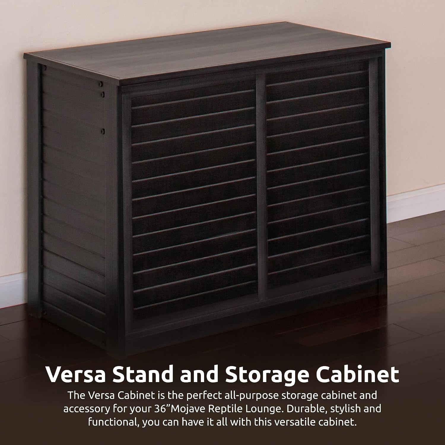 New Age Pet ECOFLEX 36' Storage Cabinet for Pets in Black, Durable Wood Plastic Composite, Non Toxic, Easy Assembly, Ideal for Bedding, Food, Toys, Medium Mojave Reptile Habitat Compatible