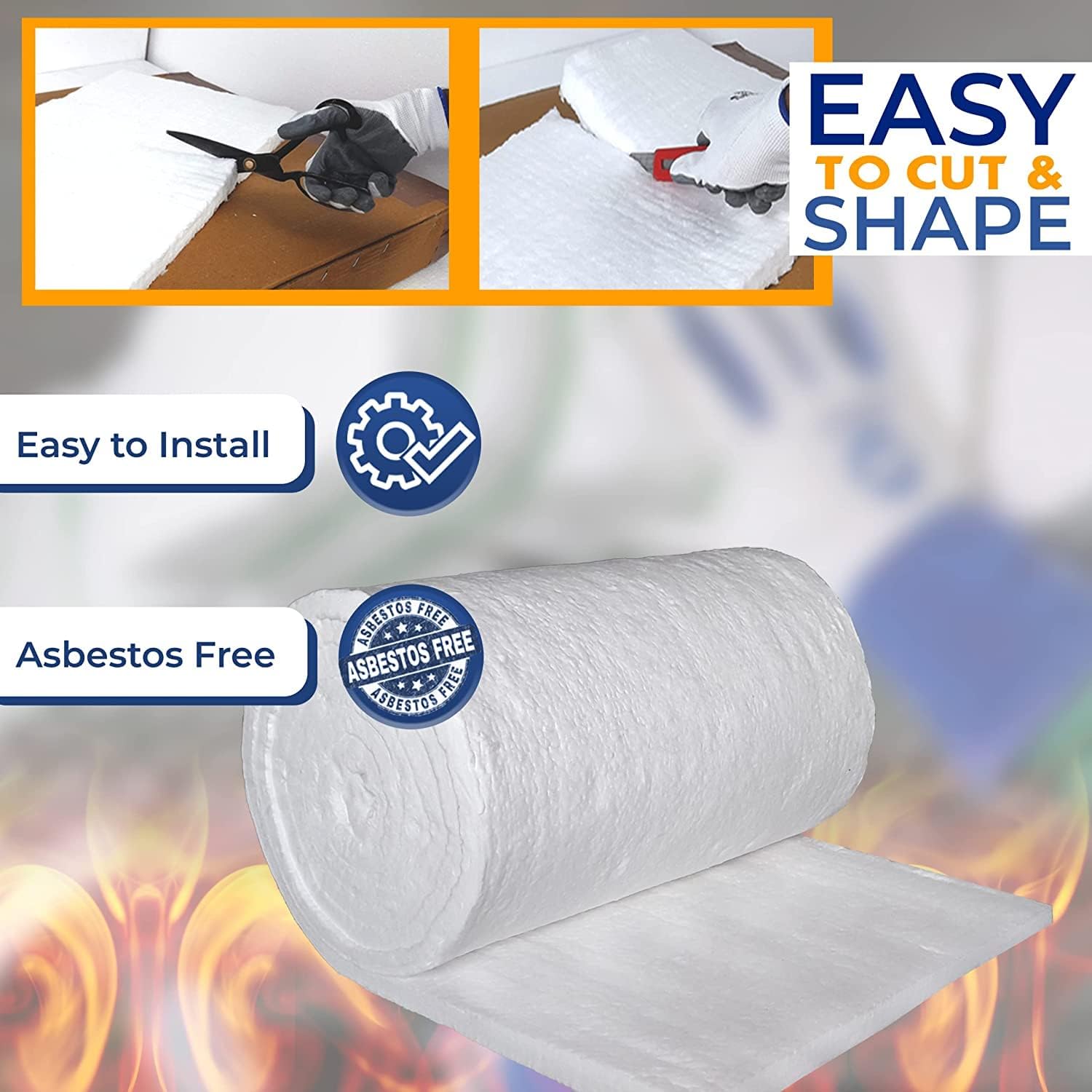SIMOND STORE Ceramic Fiber Insulation Blanket - 1' Thick x 24' x 150', 8# 2400F, High Temp Insulation for Wood Stove Baffle, Fireplace, Pizza Oven, Chimney, Forge, Furnace, Kiln, Boiler, Dishwasher