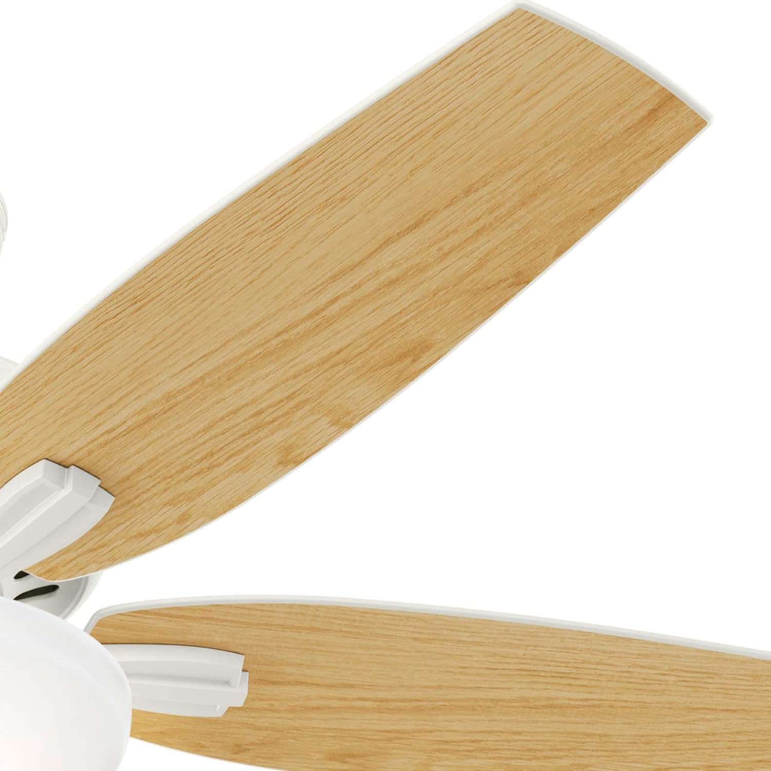 Hunter 52 inch Indoor Ceiling Fan with LED Light - White Ceiling Fan with Pull Chain, For Bedroom or Living Room, Standard Mount, No Remote, 5 Blades, Includes Bulbs - Newsome 53310, Fresh White
