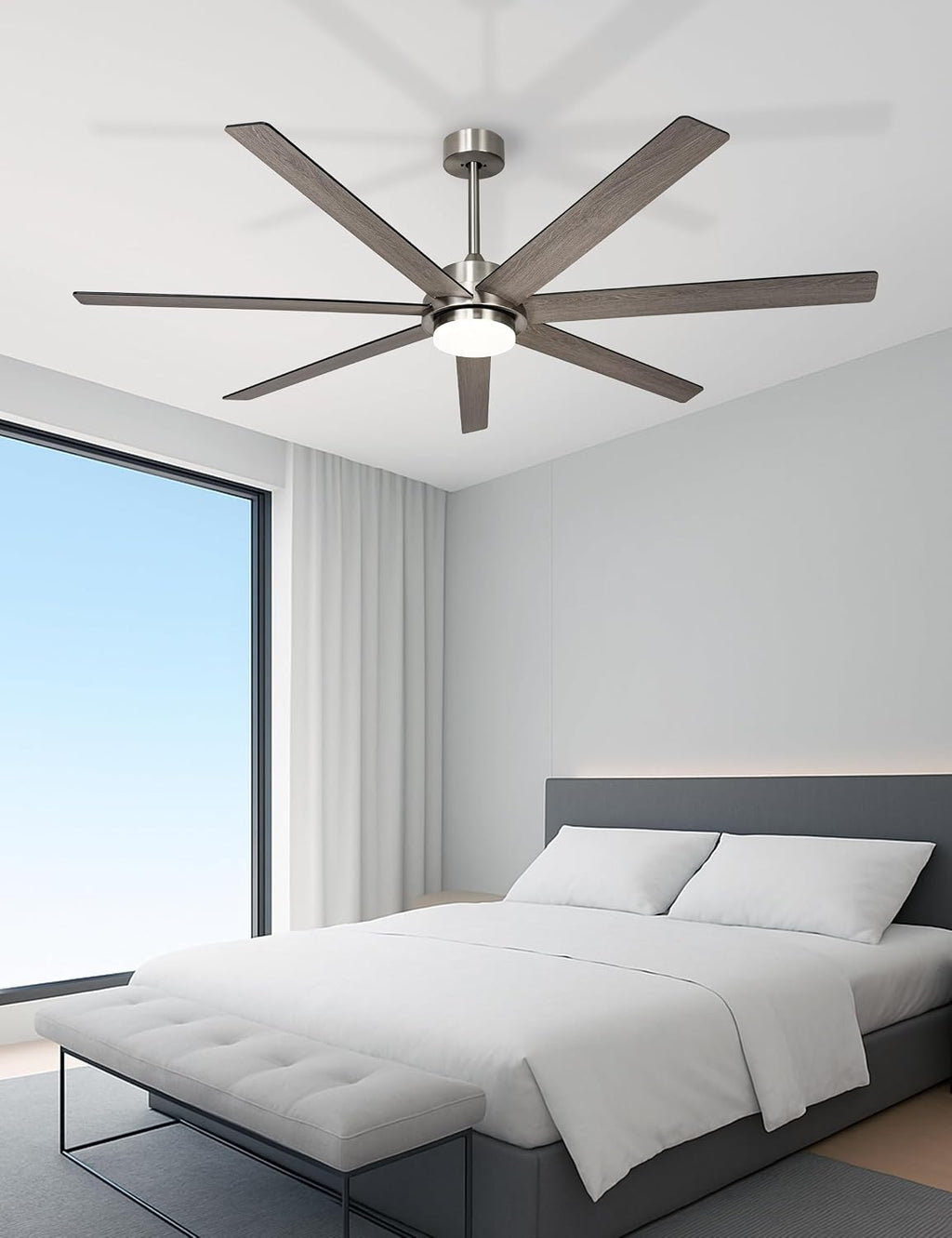 Minislak 65 Inch Large Smart Ceiling Fan with Light and Remote via WIFI Alexa APP Control,Dimmable,Quiet DC Motor Indoor Outdoor Ceiling Fans for Patios or Bedroom