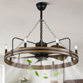 Bella Depot 36' Farmhouse Ceiling Fan with Light - Wagon Wheel Fandelier, 8-Light Rustic Chandelier Fan, Remote Control, for Bedroom Kitchen Dining Room (Bulbs Not Included)